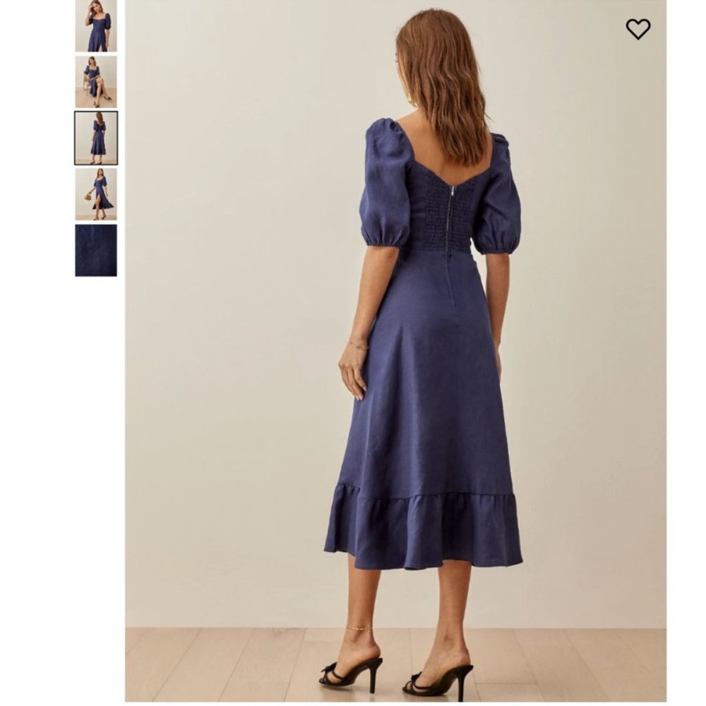 Reformation Navy Belgium Linen Dress - Like New - Picture 2 of 7
